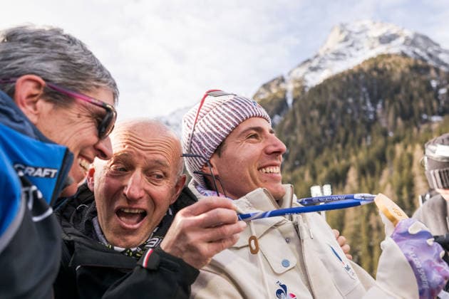 260213 Gold medalist Quentin Fillon Maillet of France celebrate with family after the men s biathlon 10 km sprint during day 7 of the 2026 Winter Olympics on February 13, 2026 in Anterselva. Photo: Mathias Bergeld BILDBYRAN kod MB MB1325 skidskytte biathlon skiskyting Olympic Games, Olympische Spiele, Olympia, OS olympics winter olympics os ol olympiska spel vinter-os olympiske leker milano cortina 2026 milan cortina 2026 milano cortina 2026 olympic games milano cortina 2026 winter olympic games milano cortina-os milano cortina-ol vinter-ol 7 bbeng sprint Gold guld medal medalj jubel *** 260213 Gold medalist Quentin Fillon Maillet of France celebrate with family after the men s biathlon 10 km sprint during day 7 of the 2026 Winter Olympics on February 13, 2026 in Anterselva Photo Mathias Bergeld BILDBYRAN code MB MB1325 biathlon biathlon biathlon olympic games olympics olympics winter olympics os ol olympic games winter os olympic games milano cortina 2026 milan cortina 2026 milano cortina 2026 olympic games milano cortina 2026 winter olympic games milano cortina os milano cortina ol winter ol 7 bbeng sprint Gold gold medal medal jubilation  Copyright: MATHIASxBERGELD BB260213MB046