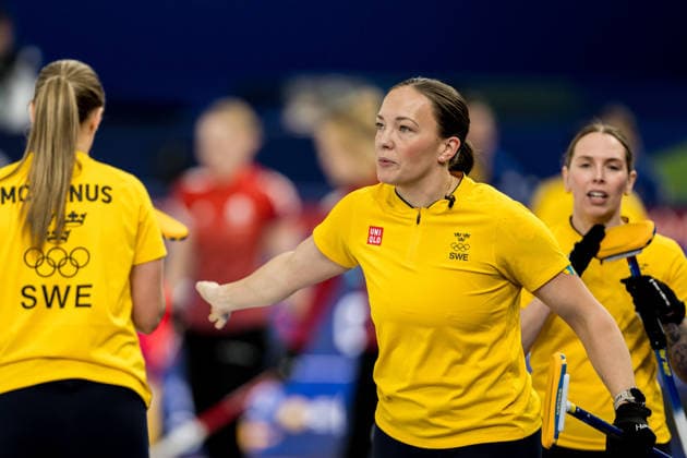 260213 Sara McManus, Agnes Knochenhauer and Sofia Scharback of Sweden compete in a women s round robin curling match between Denmark and Sweden during day 7 of the 2026 Winter Olympics on February 13, 2026 in Cortina. Photo: Joel Marklund BILDBYRAN kod JM JM0791 bbeng curling Olympic Games, Olympische Spiele, Olympia, OS olympics winter olympics os ol olympiska spel vinter-os olympiske leker milano cortina 2026 milan cortina 2026 milano cortina 2026 olympic games milano cortina 2026 winter olympic games milano cortina-os milano cortina-ol vinter-ol dam sverige danmark *** 260213 Sara McManus, Agnes Knochenhauer and Sofia Scharback of Sweden compete in a women s round robin curling match between Denmark and Sweden during day 7 of the 2026 Winter Olympics on February 13, 2026 in Cortina Photo Joel Marklund BILDBYRAN kod JM JM0791 bbeng curling olympic games olympics winter olympics os ol olympiska spel vinter os olympiske leker milano cortina 2026 milan cortina 2026 milano cortina 2026 olympic games milano cortina 2026 winter olympic games milano cortina os milano cortina ol vinter ol dam sverige danmark  Copyright: JOELxMARKLUND BB260213JM057
