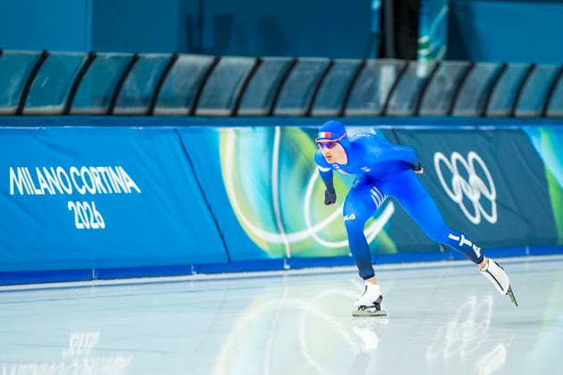 2026-02-13 - Milano Cortina 2026 Winter Olympics 10000m Men MILAN, ITALY - FEBRUARY 13: Riccardo Lorello of Italy during the 10000m Men on the Milano Cortina 2026 Winter Olympics at the Milano Speed skating, Eisschnelllauf Arena on February 13, 2026 in Milan, Italy Milan Milano Speed Skating Arena Italy Content not available for redistribution in The Netherlands directly or indirectly through any third parties. Copyright: xAndrexWeeningx