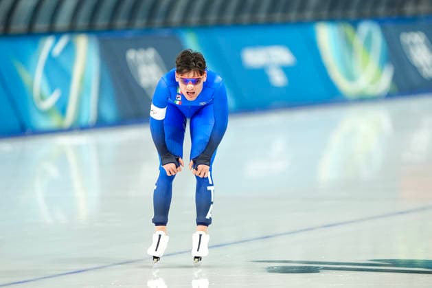 2026-02-13 - Milano Cortina 2026 Winter Olympics 10000m Men MILAN, ITALY - FEBRUARY 13: Riccardo Lorello of Italy during the 10000m Men on the Milano Cortina 2026 Winter Olympics at the Milano Speed skating, Eisschnelllauf Arena on February 13, 2026 in Milan, Italy Milan Milano Speed Skating Arena Italy Content not available for redistribution in The Netherlands directly or indirectly through any third parties. Copyright: xAndrexWeeningx