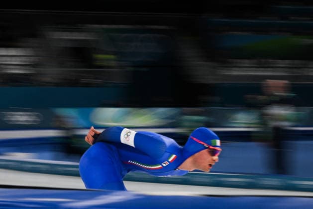Winter Olympics - Speed skating, Eisschnelllauf Men’s 10000 Riccardo Lorello of Team Italy during the Speed Skating Men s 10000m on day seven of the Milano Cortina 2026 Winter Olympic Games, Olympische Spiele, Olympia, OS at Milano Speed Skating Stadium on February 13, 2026 in Milan, Italy. Photo by JMP ABACAPRESS.COM Milan Italy  Copyright: xJMP ABACAx