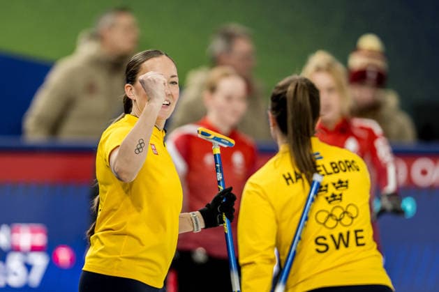 260213 Agnes Knochenhauer and Anna Hasselborg Sofia Scharback celebrate in a women s round robin curling match between Denmark and Sweden during day 7 of the 2026 Winter Olympics on February 13, 2026 in Cortina. Photo: Joel Marklund BILDBYRAN kod JM JM0791 bbeng curling Olympic Games, Olympische Spiele, Olympia, OS olympics winter olympics os ol olympiska spel vinter-os olympiske leker milano cortina 2026 milan cortina 2026 milano cortina 2026 olympic games milano cortina 2026 winter olympic games milano cortina-os milano cortina-ol vinter-ol dam sverige danmark jubel *** 260213 Agnes Knochenhauer and Anna Hasselborg Sofia Scharback celebrate in a women s round robin curling match between Denmark and Sweden during day 7 of the 2026 Winter Olympics on February 13, 2026 in Cortina Photo Joel Marklund BILDBYRAN kod JM JM0791 bbeng curling olympic games olympics winter olympics os ol olympiska spel vinter os olympiske leker milano cortina 2026 milan cortina 2026 milano cortina 2026 olympic games milano cortina 2026 winter olympic games milano cortina os milano cortina ol vinter ol dam sverige danmark jubel  Copyright: JOELxMARKLUND BB260213JM064