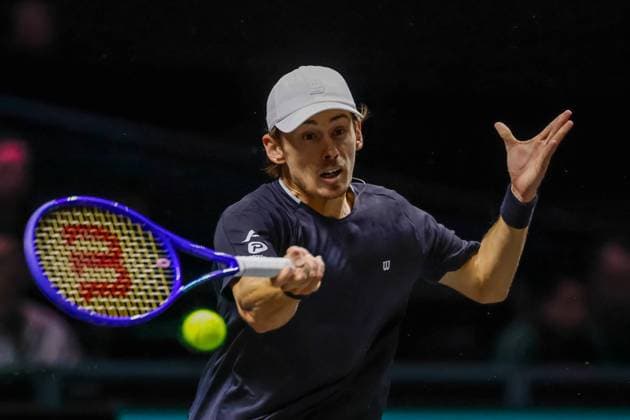 Alex de Minaur in action against Botic van de Zandschulp ABN AMRO Open, Day 5, Day Five, ABN AMRO Open, Rotterdam Ahoy, February 13, 2026, Rotterdam, Netherlands.