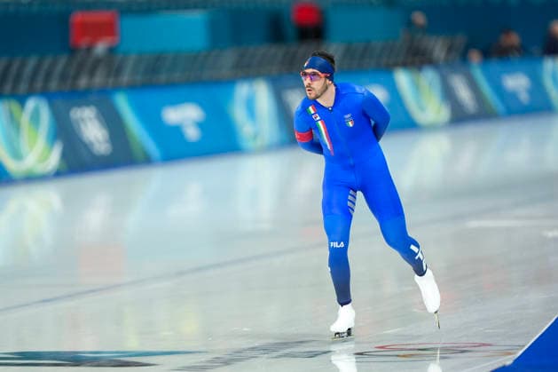 2026-02-13 - Milano Cortina 2026 Winter Olympics 10000m Men MILAN, ITALY - FEBRUARY 13: Davide Ghiotto of Italy during the 10000m Men on the Milano Cortina 2026 Winter Olympics at the Milano Speed skating, Eisschnelllauf Arena on February 13, 2026 in Milan, Italy Milan Milano Speed Skating Arena Italy Content not available for redistribution in The Netherlands directly or indirectly through any third parties. Copyright: xAndrexWeeningx