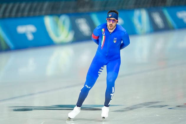 2026-02-13 - Milano Cortina 2026 Winter Olympics 10000m Men MILAN, ITALY - FEBRUARY 13: Davide Ghiotto of Italy during the 10000m Men on the Milano Cortina 2026 Winter Olympics at the Milano Speed skating, Eisschnelllauf Arena on February 13, 2026 in Milan, Italy Milan Milano Speed Skating Arena Italy Content not available for redistribution in The Netherlands directly or indirectly through any third parties. Copyright: xAndrexWeeningx
