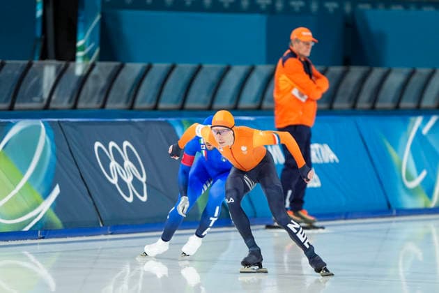 2026-02-13 - Milano Cortina 2026 Winter Olympics 10000m Men MILAN, ITALY - FEBRUARY 13: Davide Ghiotto of Italy, Jorrit Bergsma of Netherlands, Jillert Anema during the 10000m Men on the Milano Cortina 2026 Winter Olympics at the Milano Speed skating, Eisschnelllauf Arena on February 13, 2026 in Milan, Italy Milan Milano Speed Skating Arena Italy Content not available for redistribution in The Netherlands directly or indirectly through any third parties. Copyright: xAndrexWeeningx