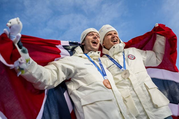 260213 Bronze medalist, Sturla Holm Laegreid and silver medalist Vetle Sjastad Christiansen of Norway celebrate as they pose for photos after men s biathlon 10 km sprint during day 7 of the 2026 Winter Olympics on February 13, 2026 in Anterselva. Photo: Mathias Bergeld BILDBYRAN kod MB MB1325 skidskytte biathlon skiskyting Olympic Games, Olympische Spiele, Olympia, OS olympics winter olympics os ol olympiska spel vinter-os olympiske leker milano cortina 2026 milan cortina 2026 milano cortina 2026 olympic games milano cortina 2026 winter olympic games milano cortina-os milano cortina-ol vinter-ol 7 bbeng sprint norge norway jubel brons silver *** 260213 Bronze medalist, Sturla Holm Laegreid and silver medalist Vetle Sjastad Christiansen of Norway celebrate as they pose for photos after men s biathlon 10 km sprint during day 7 of the 2026 Winter Olympics on February 13, 2026 in Anterselva Photo Mathias Bergeld BILDBYRAN code MB MB1325 biathlon biathlon olympic games olympics olympics winter olympics os ol olympiska spel vinter os olympiske leker milano cortina 2026 milan cortina 2026 milano cortina 2026 olympic games milano cortina 2026 winter olympic games milano cortina os milano cortina ol vinter ol 7 bbeng sprint norway jubel brons silver  Copyright: MATHIASxBERGELD BB260213MB064