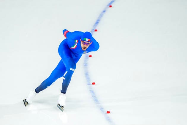 2026-02-13 - Milano Cortina 2026 Winter Olympics 10000m Men MILAN, ITALY - FEBRUARY 13: Davide Ghiotto of Italy during the 10000m Men on the Milano Cortina 2026 Winter Olympics at the Milano Speed skating, Eisschnelllauf Arena on February 13, 2026 in Milan, Italy Milan Milano Speed Skating Arena Italy Content not available for redistribution in The Netherlands directly or indirectly through any third parties. Copyright: xAndrexWeeningx