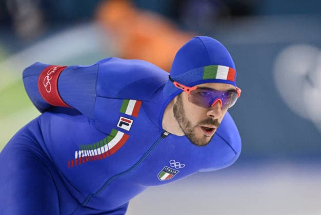 Winter Olympics - Speed skating, Eisschnelllauf Men’s 10000 Davide Ghiotto of Team Italy during the Speed Skating Men s 10000m on day seven of the Milano Cortina 2026 Winter Olympic Games, Olympische Spiele, Olympia, OS at Milano Speed Skating Stadium on February 13, 2026 in Milan, Italy. Photo by JMP ABACAPRESS.COM Milan Italy  Copyright: xJMP ABACAx