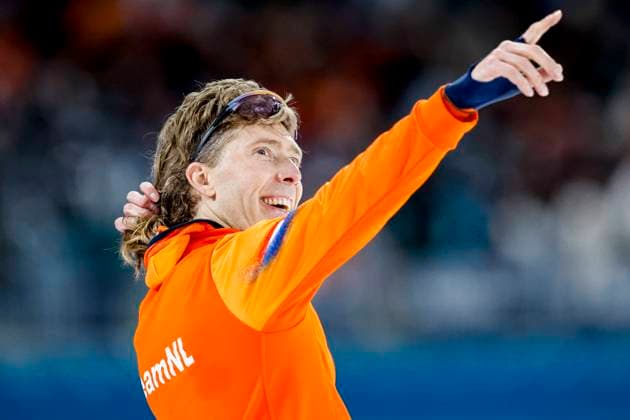 Jorrit Bergsma of the Netherlands celebrates after Men s 10000m, Milano Cortina 2026 Winter Olympics: Day 7, Speed skating, Eisschnelllauf - Milano Cortina 2026 Winter Olympics: Day 7, Milano Speed Skating Stadium, February 13, 2026, Milan, Italy.