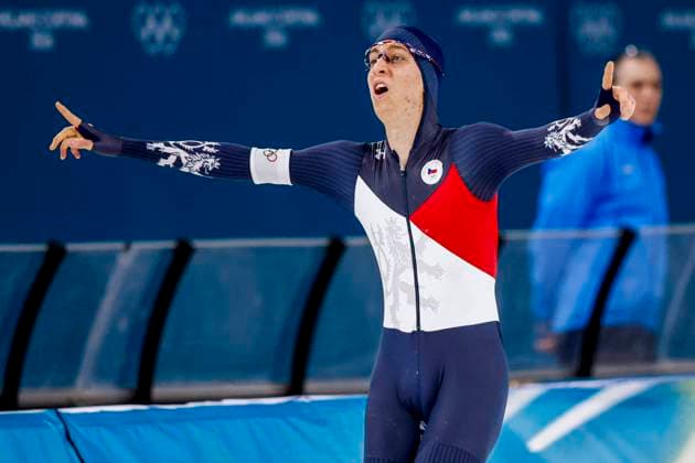 Metodej Jilek of Czechia celebrates after Men s 10000m, Milano Cortina 2026 Winter Olympics: Day 7, Speed skating, Eisschnelllauf - Milano Cortina 2026 Winter Olympics: Day 7, Milano Speed Skating Stadium, February 13, 2026, Milan, Italy.