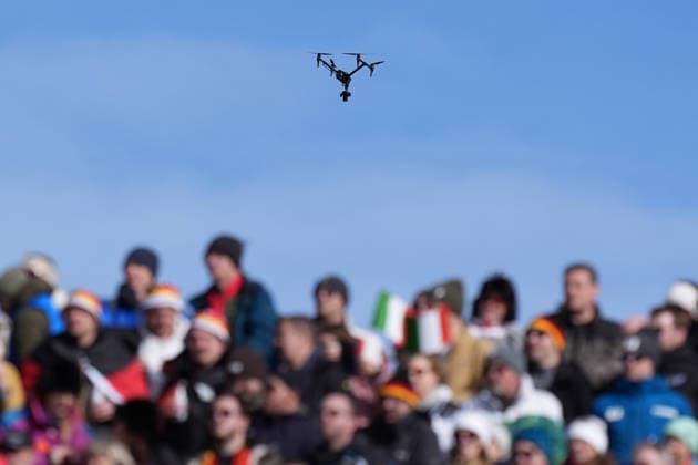 Drone during the men s 10-kilometer sprint biathlon race at the Milano Cortina 2026 Winter Olympics, in Anterselva (Italy) February 13, 2026 (Photo Davide Spada LaPresse)  Copyright: xDavidexSpada LaPressex