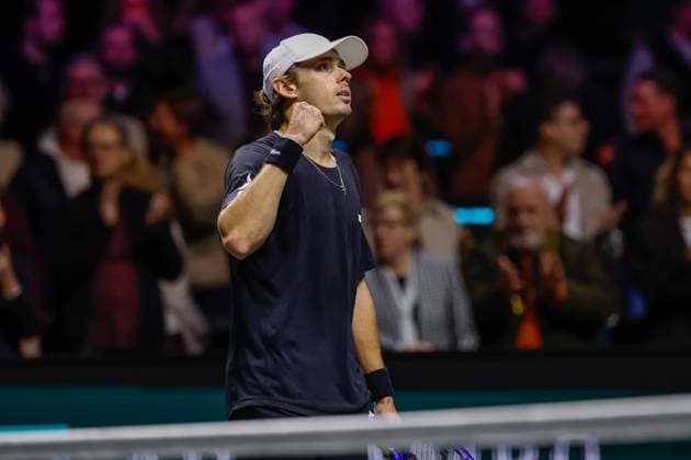 Alex de Minaur in action against Botic van de Zandschulp ABN AMRO Open, Day 5, Day Five, ABN AMRO Open, Rotterdam Ahoy, February 13, 2026, Rotterdam, Netherlands.