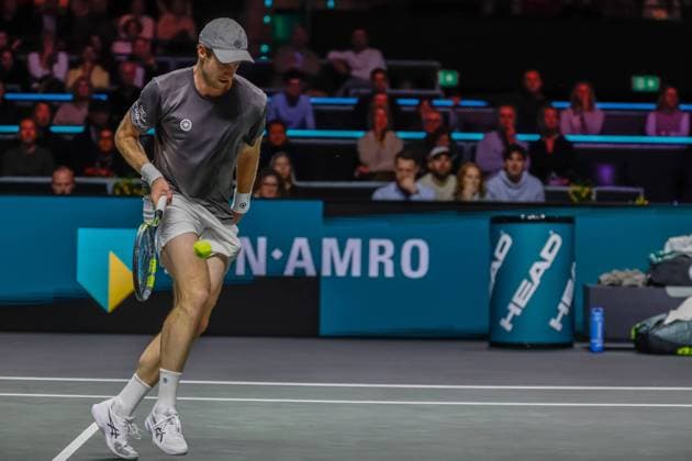 Botic van de Zandschulp in action against Alex de Minaur ABN AMRO Open, Day 5, Day Five, ABN AMRO Open, Rotterdam Ahoy, February 13, 2026, Rotterdam, Netherlands.