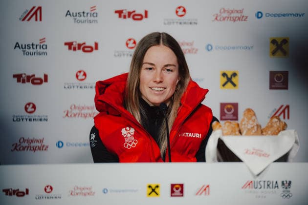 OLYMPICS - Winter Olympic Games, Olympische Spiele, Olympia, OS Milano Cortina 2026 CORTINA D AMPEZZO,ITALY,13.FEB.26 - OLYMPICS, ALPINE SKIING - Winter Olympic Games Milano Cortina 2026, giant slalom, women, press conference, PK, Pressekonferenz Ski Austria, Austria House. Image shows Nina Astner (AUT) during an interview.  GEPAxpictures xAlexanderxSolc