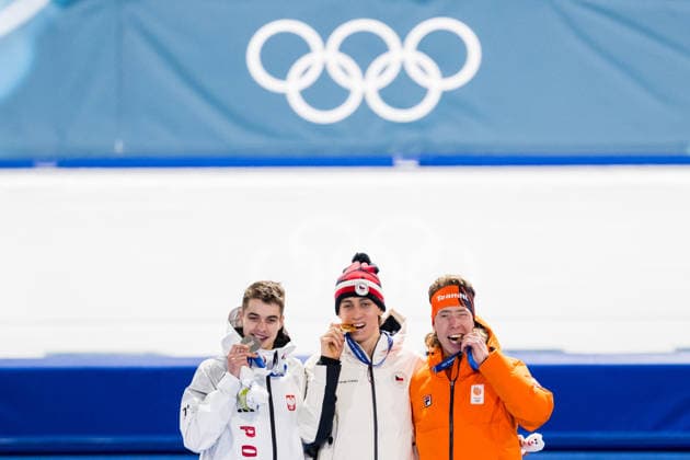 260213 Vladimir Semirunniy of Poland, Metodej Jilek of Czech Republic and Jorrit Bergsma of the Netherlands celebrate on the podium after men s 10000m Speed skating, Eisschnelllauf during day 7 of the 2026 Winter Olympics on February 13, 2026 in Milan. Photo: Carl Sandin BILDBYRAN kod CS CS0876 skridskor speed skating Olympic Games, Olympische Spiele, Olympia, OS olympics winter olympics os ol olympiska spel vinter-os olympiske leker milano cortina 2026 milan cortina 2026 milano cortina 2026 olympic games milano cortina 2026 winter olympic games milano cortina-os milano cortina-ol vinter-ol 7 bbeng jubel guld silver brons gold bronze *** 260213 Vladimir Semirunniy of Poland, Metodej Jilek of Czech Republic and Jorrit Bergsma of the Netherlands celebrate on the podium after men s 10000m speed skating during day 7 of the 2026 Winter Olympics on February 13, 2026 in Milan Photo Carl Sandin BILDBYRAN code CS CS0876 skates speed skating olympic games olympics winter olympics os ol olympic games winter os olympic games milano cortina 2026 milan cortina 2026 milano cortina 2026 olympic games milano cortina 2026 winter olympic games milano cortina os milano cortina ol winter ol 7 bbeng jubel guld silver bronz gold bronze  Copyright: CARLxSANDIN BB260213CS170