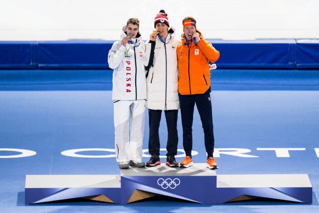 260213 Vladimir Semirunniy of Poland, Metodej Jilek of Czech Republic and Jorrit Bergsma of the Netherlands celebrate on the podium after men s 10000m Speed skating, Eisschnelllauf during day 7 of the 2026 Winter Olympics on February 13, 2026 in Milan. Photo: Carl Sandin BILDBYRAN kod CS CS0876 skridskor speed skating Olympic Games, Olympische Spiele, Olympia, OS olympics winter olympics os ol olympiska spel vinter-os olympiske leker milano cortina 2026 milan cortina 2026 milano cortina 2026 olympic games milano cortina 2026 winter olympic games milano cortina-os milano cortina-ol vinter-ol 7 bbeng jubel guld silver brons gold bronze *** 260213 Vladimir Semirunniy of Poland, Metodej Jilek of Czech Republic and Jorrit Bergsma of the Netherlands celebrate on the podium after men s 10000m speed skating during day 7 of the 2026 Winter Olympics on February 13, 2026 in Milan Photo Carl Sandin BILDBYRAN code CS CS0876 skates speed skating olympic games olympics winter olympics os ol olympic games winter os olympic games milano cortina 2026 milan cortina 2026 milano cortina 2026 olympic games milano cortina 2026 winter olympic games milano cortina os milano cortina ol winter ol 7 bbeng jubel guld silver bronz gold bronze  Copyright: CARLxSANDIN BB260213CS171