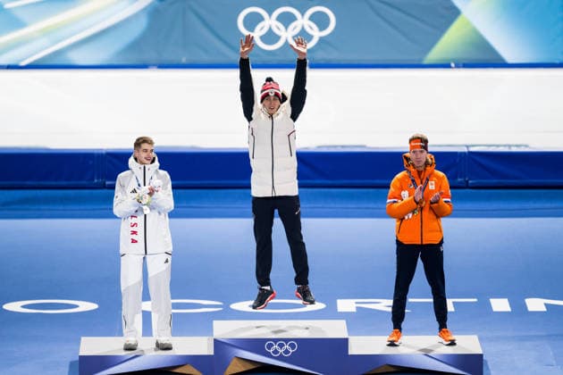 260213 Vladimir Semirunniy of Poland, Metodej Jilek of Czech Republic and Jorrit Bergsma of the Netherlands celebrate on the podium after men s 10000m Speed skating, Eisschnelllauf during day 7 of the 2026 Winter Olympics on February 13, 2026 in Milan. Photo: Carl Sandin BILDBYRAN kod CS CS0876 skridskor speed skating Olympic Games, Olympische Spiele, Olympia, OS olympics winter olympics os ol olympiska spel vinter-os olympiske leker milano cortina 2026 milan cortina 2026 milano cortina 2026 olympic games milano cortina 2026 winter olympic games milano cortina-os milano cortina-ol vinter-ol 7 bbeng jubel guld silver brons gold bronze *** 260213 Vladimir Semirunniy of Poland, Metodej Jilek of Czech Republic and Jorrit Bergsma of the Netherlands celebrate on the podium after men s 10000m speed skating during day 7 of the 2026 Winter Olympics on February 13, 2026 in Milan Photo Carl Sandin BILDBYRAN code CS CS0876 skates speed skating olympic games olympics winter olympics os ol olympic games winter os olympic games milano cortina 2026 milan cortina 2026 milano cortina 2026 olympic games milano cortina 2026 winter olympic games milano cortina os milano cortina ol winter ol 7 bbeng jubel guld silver bronz gold bronze  Copyright: CARLxSANDIN BB260213CS172