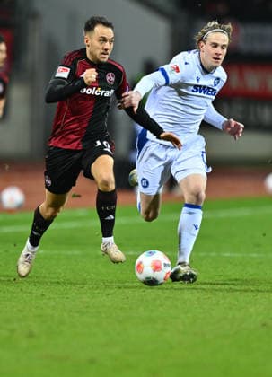 13 02 2026 Soccer Season 2025 2026 2 Soccer Bundesliga 22 Matchday 1 FC Nürnberg FCN Club Karlsruher SC KSC Sportfoto Zink xwoxzix DFL regulations prohibit any use of photographs as image sequences and or quasi video only for editorial use Julian Justvan 10, 1 FC Nürnberg FCN David Herold 20, Karlsruher SC KSC
