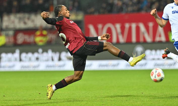 13 02 2026 Soccer Season 2025 2026 2 Soccer Bundesliga 22 Matchday 1 FC Nürnberg FCN Club Karlsruher SC KSC Sportfoto Zink xwoxzix DFL regulations prohibit any use of photographs as image sequences and or quasi video only for editorial use Mohamed Ali Zoma 23, 1 FC Nürnberg FCN