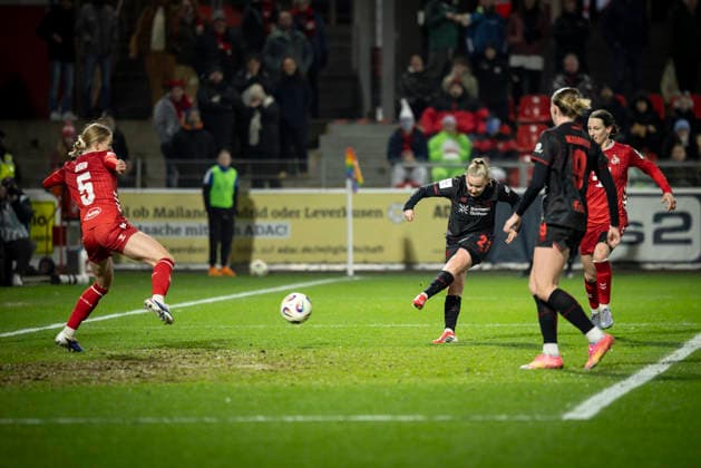 Womens Soccer Bundesliga Bayer 04 Leverkusen 1 FC Köln, 13 02 2026 Vanessa Fudalla Bayer 04 Leverkusen, 21 scores for 1 0 Bayer 04 Leverkusen 1 FC Köln on matchday 18 of the Google Pixel Womens Bundesliga on 13 02 2026 at Ulrich Haberland Stadium in Leverkusen North Rhine-Westphalia DFL REGULATIONS PROHIBIT ANY USE OF PHOTOGRAPHS AS IMAGE SEQUENCES AND OR QUASI VIDEO Copyright: xBEAUTIFULxSPORTS AxelxKohringx