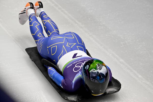 Cortina d Ampezzo, Italy, February 13th 2026. Nicole Rocha Silveira of Brazil in action during the Skeleton Women’s heat 1 and 2 races of the Olympic Winter games, Winterspiele,Spiele, Summer games 2026 in Cortina d Ampezzo, Italy. (Photo by Igor Kupljenik Sports Press Photo)  Copyright: xIgorxKupljenikx xSPPx Sportspressphoto_SPR92218