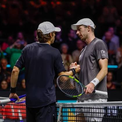 Botic van de Zandschulp and Alex de Minaur ABN AMRO Open, Day 5, Day Five, ABN AMRO Open, Rotterdam Ahoy, February 13, 2026, Rotterdam, Netherlands.
