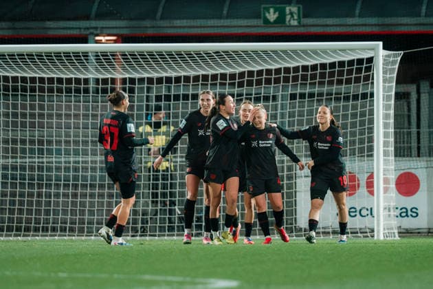 13.02.26, Women, Football, Google Pixel Frauen Bundesliga, Season 2025 2026, Bayer 04 Leverkusen - 1.FC Köln, Matchday 18 Bayer 04 Leverkusen goal celebration of Vanessa Fudalla ( 21 - Bayer 04 Leverkusen) for the 1:0 Leverkusen Ulrich-Haberland-Stadion NRW Deutschland