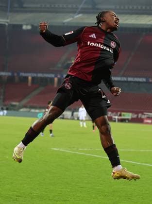 13 02 2026 Soccer Season 2025 2026 2 Soccer Bundesliga 22 Matchday 1 FC Nürnberg FCN Club Karlsruher SC KSC Sportfoto Zink DaMa xdaxmax DFL regulations prohibit any use of photographs as image sequences and or quasi video only for editorial use Jubel Freude Torjubel nach Tor zum 4 0 Mohamed Ali Zoma 23, 1 FC Nürnberg FCN jubelt freut sich Torschütze Mohamed Ali Zoma 23, 1 FC Nürnberg FCN