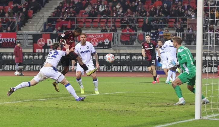 13 02 2026 Soccer Season 2025 2026 2 Soccer Bundesliga 22 Matchday 1 FC Nuremberg FCN Club Karlsruher SC KSC Sportfoto Zink DaMa xdaxmax DFL regulations prohibit any use of photographs as image sequences and or quasi video only for editorial use Goal Goal Shot to 5 1 Goalscorer Mohamed Ali Zoma 23, 1 FC Nuremberg FCN vs Christoph Kobald 22, Karlsruher SC KSC Hans Christian Bernat 1, Karlsruher SC KSC