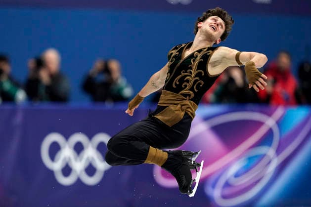 Lukas Britschgi of Switzerland performs his routine during the Men s Single Figure skating, Eiskunstlauf Final at the Milano Figure Skating Arena in Milan, Italy on Friday, February 13, 2026. Britschgi scored a 246.64.  OLY20260213406 RICHARDxELLIS
