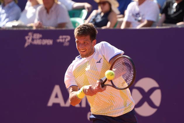 Vit Kopriva of Czechia returns a forehand to Francisco Cerundolo of Argentina during the quarter-finals match of Argentina Open at Buenos Aires Lawn Tennis Club on February 13, 2026 in Buenos Aires, Argentina. (Photo by Camilla Stolen, Imago) Buenos Aires Buenos Aires Copyright: xCamillaxStolenx L1108207