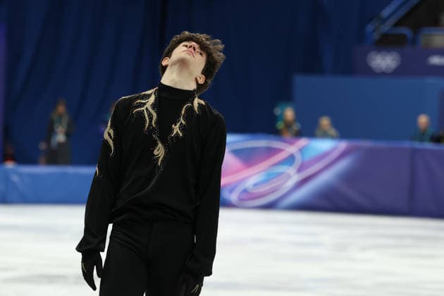 February 13, 2026, Milan, Lombardy, Italy: ADAM HAGARA of Slovakia looks dejected after skating his Free Skating program in the Men Single Skating of the Figure skating, Eiskunstlauf at the Milano Cortina 2026 Winter Olympic Games, Olympische Spiele, Olympia, OS Olympics 2026: Milano Cortina: Figure Skating Men Single Skating  - ZUMAc179 20260213_oly_c179_193 Copyright: xMickaelxChavetx