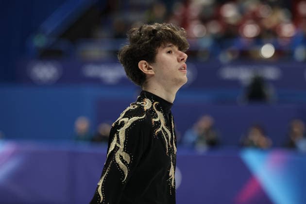 February 13, 2026, Milan, Lombardy, Italy: ADAM HAGARA of Slovakia looks dejected after skating his Free Skating program in the Men Single Skating of the Figure skating, Eiskunstlauf at the Milano Cortina 2026 Winter Olympic Games, Olympische Spiele, Olympia, OS Milan Italy - ZUMAc179 20260213_oly_c179_192 Copyright: xMickaelxChavetx