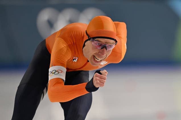 (260213) -- MILAN, Feb. 13, 2026 -- Jorrit Bergsma of the Netherlands competes during the Speed skating, Eisschnelllauf men s 10000m event at the Milan-Cortina 2026 Olympic Winter games, Winterspiele,Spiele, Summer games in Milan, Italy, Feb. 13, 2026. ) (MICO2026)ITALY-MILAN-OLYMPIC WINTER GAMES-SPEED SKATING-MEN S 10000M WuxWei 