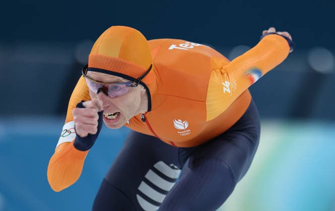 (260213) -- MILAN, Feb. 13, 2026 -- Jorrit Bergsma of the Netherlands competes during the Speed skating, Eisschnelllauf men s 10000m event at the Milan-Cortina 2026 Olympic Winter games, Winterspiele,Spiele, Summer games in Milan, Italy, Feb. 13, 2026. ) (MICO2026)ITALY-MILAN-OLYMPIC WINTER GAMES-SPEED SKATING-MEN S 10000M LixJing 