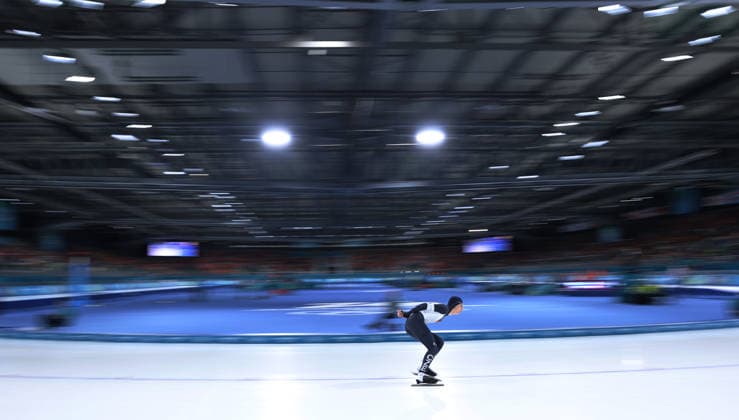 (260213) -- MILAN, Feb. 13, 2026 -- Metodej Jilek of the Czech Republic competes during the Speed skating, Eisschnelllauf men s 10000m event at the Milan-Cortina 2026 Olympic Winter games, Winterspiele,Spiele, Summer games in Milan, Italy, Feb. 13, 2026. ) (MICO2026)ITALY-MILAN-OLYMPIC WINTER GAMES-SPEED SKATING-MEN S 10000M DuxXiaoyi 