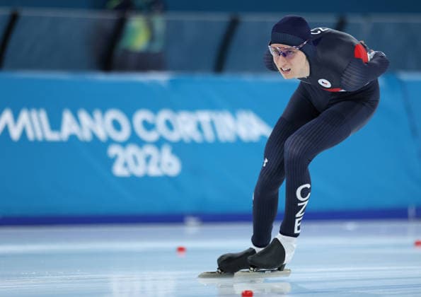 (260213) -- MILAN, Feb. 13, 2026 -- Metodej Jilek of the Czech Republic competes during the Speed skating, Eisschnelllauf men s 10000m event at the Milan-Cortina 2026 Olympic Winter games, Winterspiele,Spiele, Summer games in Milan, Italy, Feb. 13, 2026. ) (MICO2026)ITALY-MILAN-OLYMPIC WINTER GAMES-SPEED SKATING-MEN S 10000M LixJing 