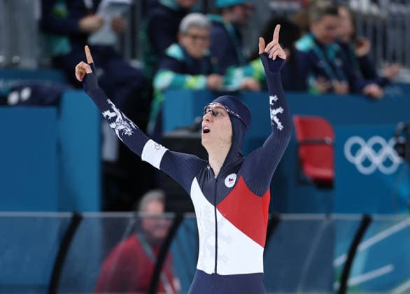 (260213) -- MILAN, Feb. 13, 2026 -- Metodej Jilek of the Czech Republic celebrates after the Speed skating, Eisschnelllauf men s 10000m event at the Milan-Cortina 2026 Olympic Winter games, Winterspiele,Spiele, Summer games in Milan, Italy, Feb. 13, 2026. ) (MICO2026)ITALY-MILAN-OLYMPIC WINTER GAMES-SPEED SKATING-MEN S 10000M DuxXiaoyi 