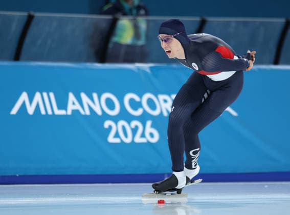 (260213) -- MILAN, Feb. 13, 2026 -- Metodej Jilek of the Czech Republic competes during the Speed skating, Eisschnelllauf men s 10000m event at the Milan-Cortina 2026 Olympic Winter games, Winterspiele,Spiele, Summer games in Milan, Italy, Feb. 13, 2026. ) (MICO2026)ITALY-MILAN-OLYMPIC WINTER GAMES-SPEED SKATING-MEN S 10000M LixJing 