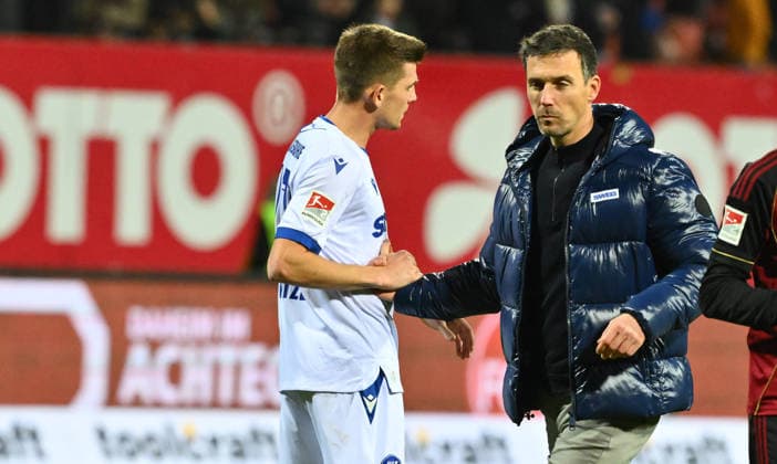 13 02 2026 Soccer Season 2025 2026 2 Soccer Bundesliga 22 Matchday 1 FC Nürnberg FCN Club Karlsruher SC KSC Sportfoto Zink xwoxzix DFL regulations prohibit any use of photographs as image sequences and or quasi video only for editorial use Marvin Wanitzek 10, Karlsruher SC KSC Christian Eichner Coach Karlsruher SC KSC disappointed Disappointment after the end of the match