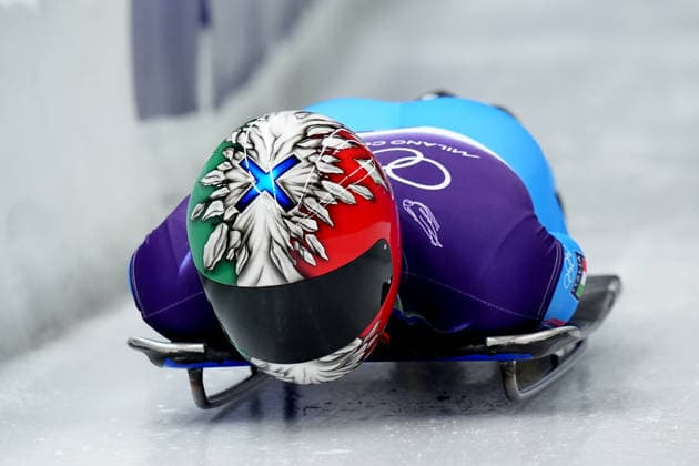 Italy ™s BAGNIS Amedeo during Skeleton Men at the Cortina Sliding Centre at the Milano Cortina 2026 Winter Olympics, in Cortina (Italy) February 10 , 2026 (Spada LaPresse)  Copyright: xSpada LaPressex