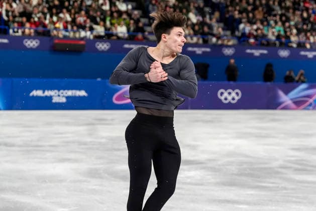 Maxim Naumov of United States performs his routine during the Men s Single Figure skating, Eiskunstlauf Final at the Milano Figure Skating Arena in Milan, Italy on Friday, February 13, 2026. Naumov scored a 223.36.  OLY20260213417 RICHARDxELLIS
