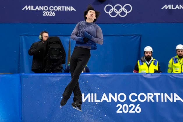 Boyang Jin of China performs his routine during the Men s Single Figure skating, Eiskunstlauf Final at the Milano Figure Skating Arena in Milan, Italy on Friday, February 13, 2026. Jin scored a 229.08.  OLY20260213419 RICHARDxELLIS