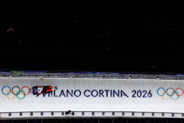 OLYMPICS - Winter Olympic Games, Olympische Spiele, Olympia, OS Milano Cortina 2026 CORTINA D AMPEZZO,ITALY,13.FEB.26 - OLYMPICS, SKELETON - Winter Olympic Games Milano Cortina 2026, heat 3 and 4, men. Image shows Florian Auer (AUT).  GEPAxpictures xMaticxKlansek