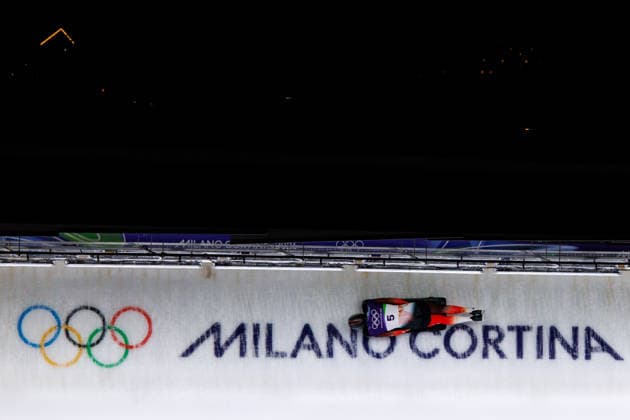 OLYMPICS - Winter Olympic Games, Olympische Spiele, Olympia, OS Milano Cortina 2026 CORTINA D AMPEZZO,ITALY,13.FEB.26 - OLYMPICS, SKELETON - Winter Olympic Games Milano Cortina 2026, heat 3 and 4, men. Image shows Samuel Maier (AUT).  GEPAxpictures xMaticxKlansek