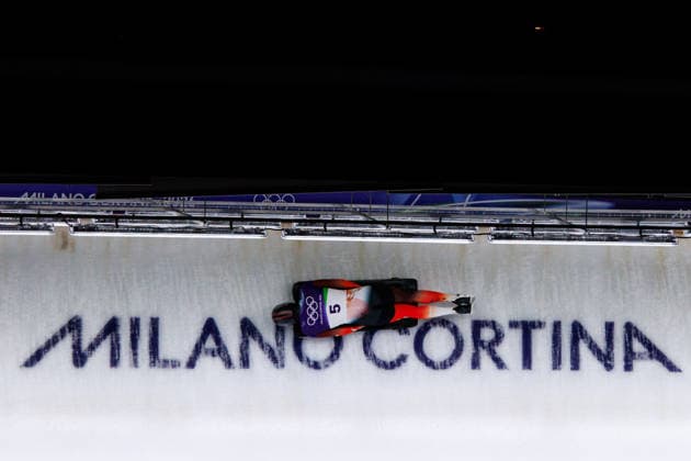OLYMPICS - Winter Olympic Games, Olympische Spiele, Olympia, OS Milano Cortina 2026 CORTINA D AMPEZZO,ITALY,13.FEB.26 - OLYMPICS, SKELETON - Winter Olympic Games Milano Cortina 2026, heat 3 and 4, men. Image shows Samuel Maier (AUT).  GEPAxpictures xMaticxKlansek