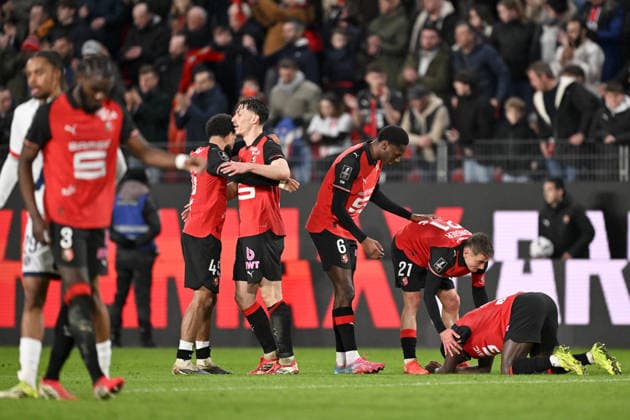 Stade Rennais FC v Paris Saint-Germain - Ligue 1 McDonald s 2025 2026 21 Valentin RONGIER (srfc) - 24 Anthony ROUAULT (srfc) during the Ligue 1 McDonald s match between Rennes and Paris at Roazhon Park on February 13, 2026 in Rennes, France. Rennes France  Copyright: xFEPx 776348291
