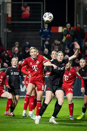 Womens Soccer Bundesliga Bayer 04 Leverkusen 1 FC Köln, 13 02 2026 Sandra Maria Jessen 1 FC Köln, 6 , Lilla Turanyi Bayer 04 Leverkusen, 24 Bayer 04 Leverkusen 1 FC Köln on matchday 18 of the Google Pixel Womens Bundesliga on 13 02 2026 at the Ulrich Haberland Stadium in Leverkusen North Rhine-Westphalia DFL REGULATIONS PROHIBIT ANY USE OF PHOTOGRAPHS AS IMAGE SEQUENCES AND OR QUASI VIDEO Copyright: xBEAUTIFULxSPORTS AxelxKohringx