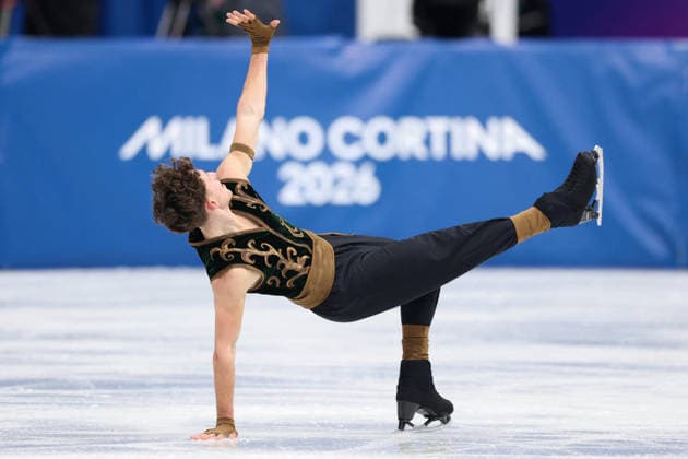 Winter Olympics - Men s Singles Free Skating Lukas Britschgi of Team Switzerland competes in the Men s Singles Free Figure skating, Eiskunstlauf event on day seven of the Milano Cortina 2026 Winter Olympic Games, Olympische Spiele, Olympia, OS at Milano Ice Skating Arena on February 13, 2026 in Milan, Italy. Photo by Alexis Jumeau ABACAPRESS.COM Milan Italy  Copyright: xJumeauxAlexis ABACAx